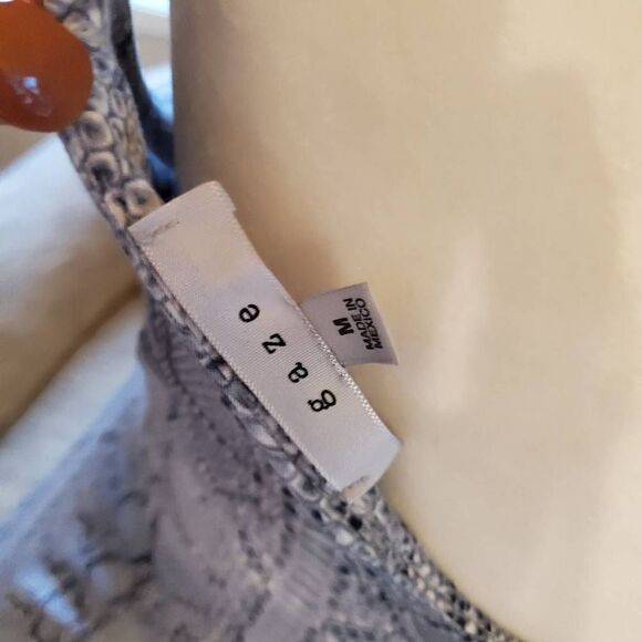 Gaze Gray Snake Print Snap Bodysuit Medium - Picture 6 of 9